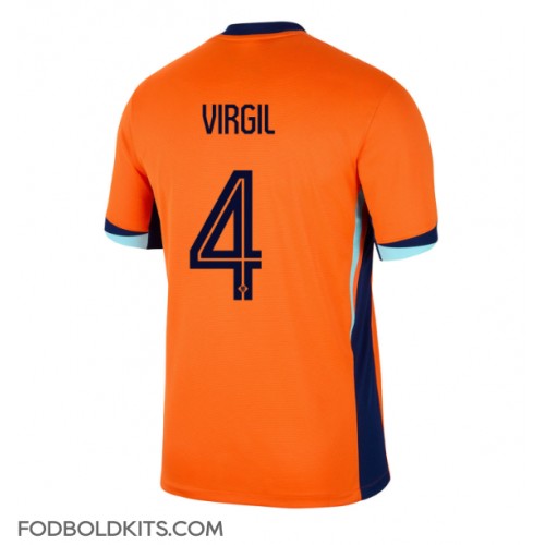 Holland Virgil van Dijk #4 Hjemmebanetrøje EM 2024 Kortærmet